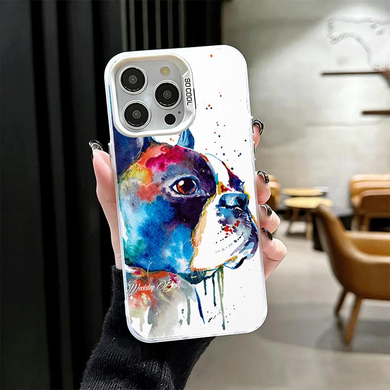 French Bulldog Dog Pug Design Soft Phone Case for iPhone 15 16 17 Pro Max 17Air 16E 14 Plus 13 12 Mini Shockproof Cover Back She