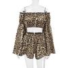One Shoulder Leopard Print Shorts Set off-Shoulder Leopard Print Print Shorts Suit