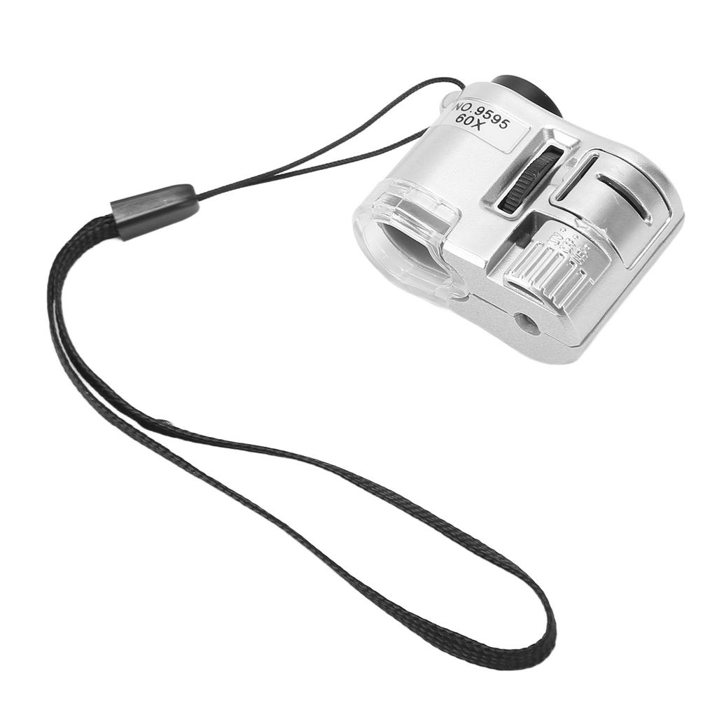 60X Mini Pocket Microscope Magnifier with LED Light Portable Microscope with UV Currency Detecting Lamp for Money
