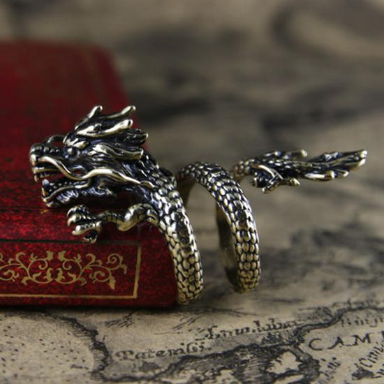 Dominant Retro Style Dragon Ring for Men and Women - Trendy Japanese-Korean Open Index Finger Ring for Students