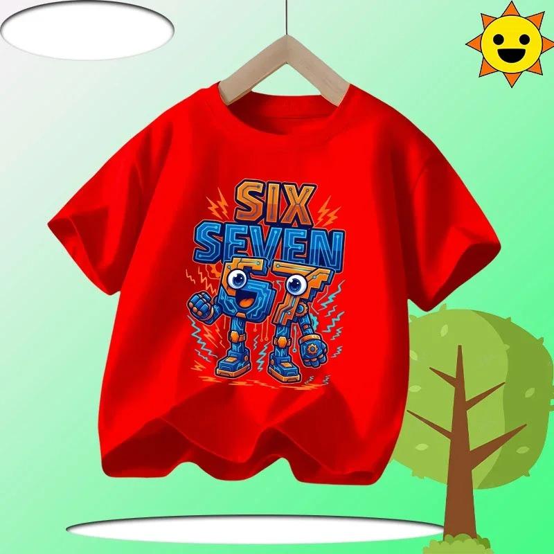 Funny Six Seven Italian Brainrot 67 Graphic Print TShirt BoyGirl Summer Short Sleeved Kids Loose Comfortable Tshirt Tee Top