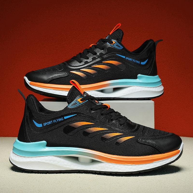 

Spring and summer mesh breathable men s shoes trendy shoes lace-up color matching sports shoes men s running shoes 44 чорний
