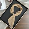 Pearl magnetic silk scarf high-end new versatile solid color pleated silk scarf with shirt neck protector scarf