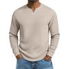 Men's Solid Color V-Neck Long-Sleeved Top Men's Sports Plus Size Casual V-Neck Top