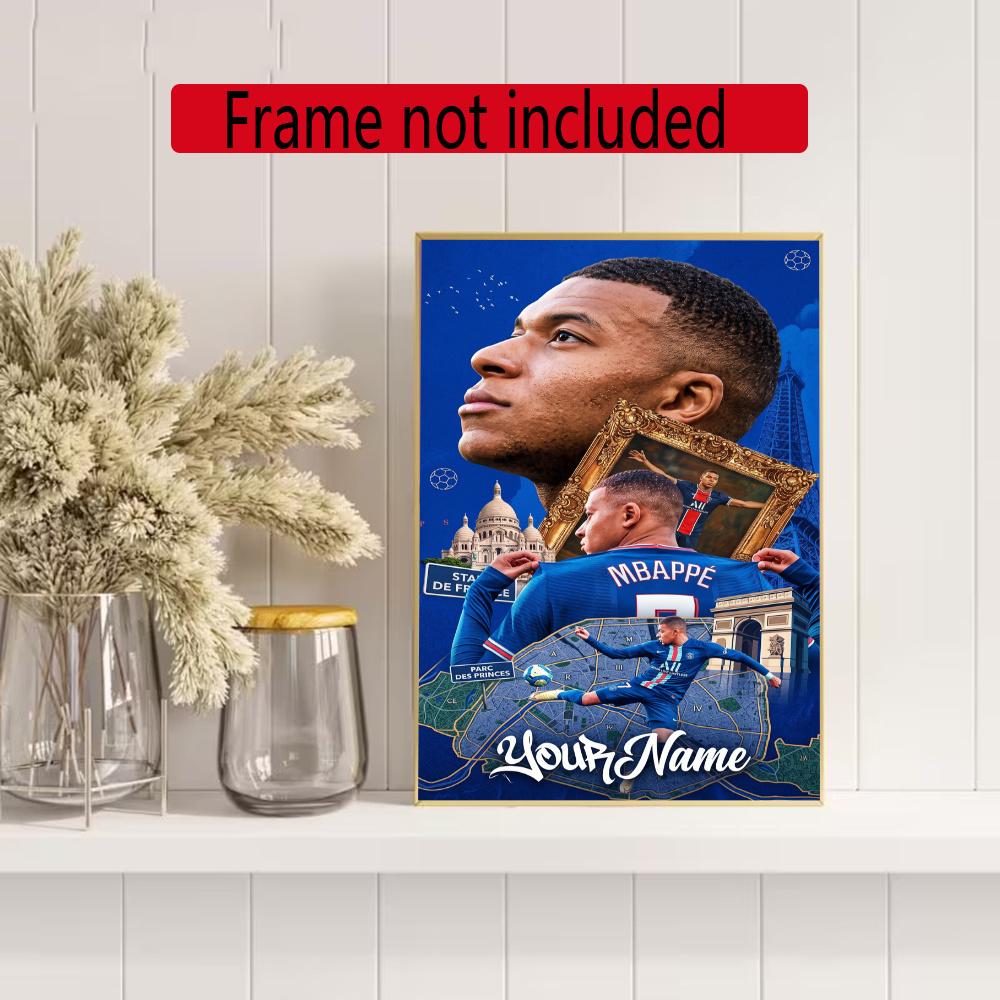 Mbappe Personalized Text Diamond Painting Round Diamond Mosaic Rhinestones Diamond Embroidery Craft Kit Wall Decor Without Frame