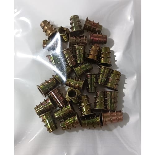 PrimeBlis 30-Piece Set of M4*10mm Threaded Hex Nuts, Zinc Alloy Insert Nuts, Stable Construction, for Furniture Repair, Woodworking, and DIY (Yellow,