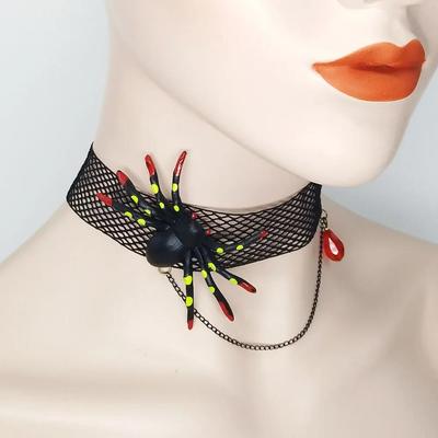 Halloween Scary Spider Blood Sucking Retro Clavicle Female Neckband Lace Necklace Pendant Fashion Jewelry Pendants