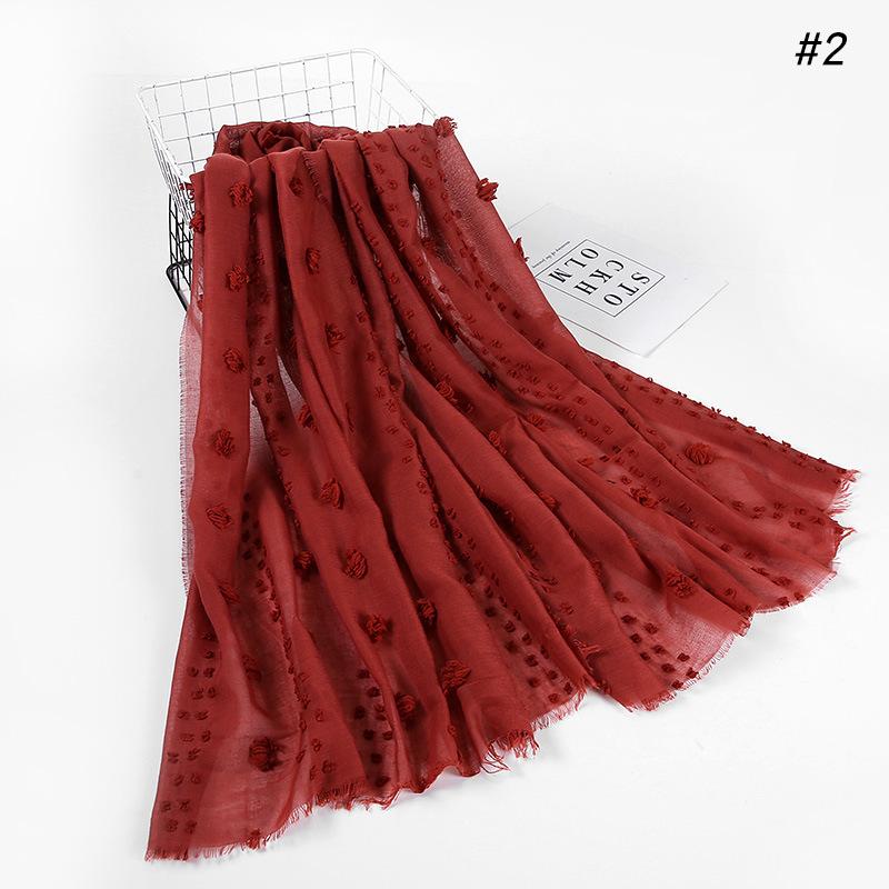 Flocked Bubble Chiffon Scarf Hijabs For Muslim Women Soild Color Breathable Islamic Headscarf Arab Head Scarves