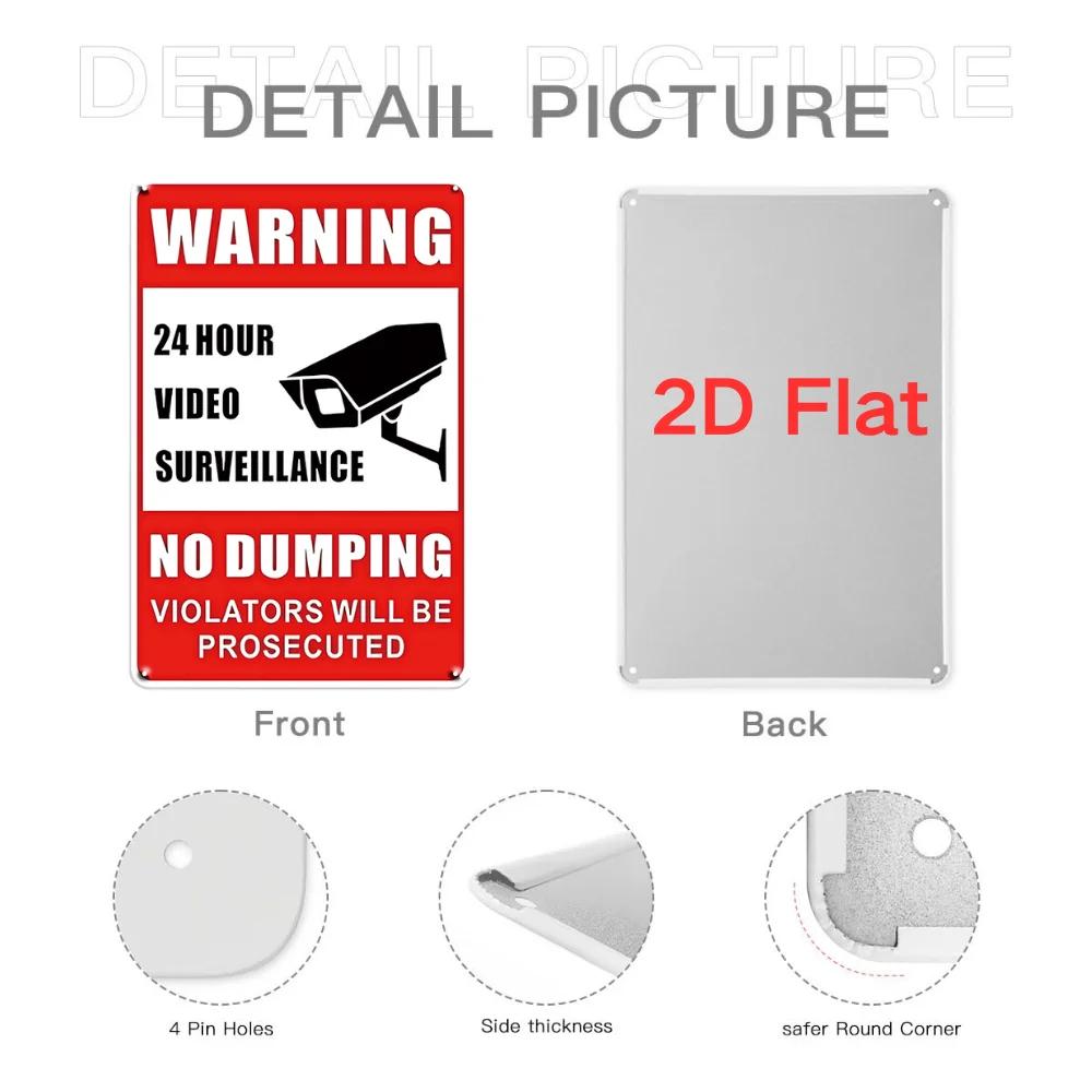 Vintage Tin Sign Retro Warning Metal Sign Video Surveillance Signs No Trespassing Sign Poster For Garage Home Man Cave Wall Deco