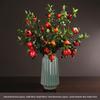 High-End Artificial Pomegranate Flower & Fruit Tree Branch Arrangement for Living Room or Dining Table Decor.