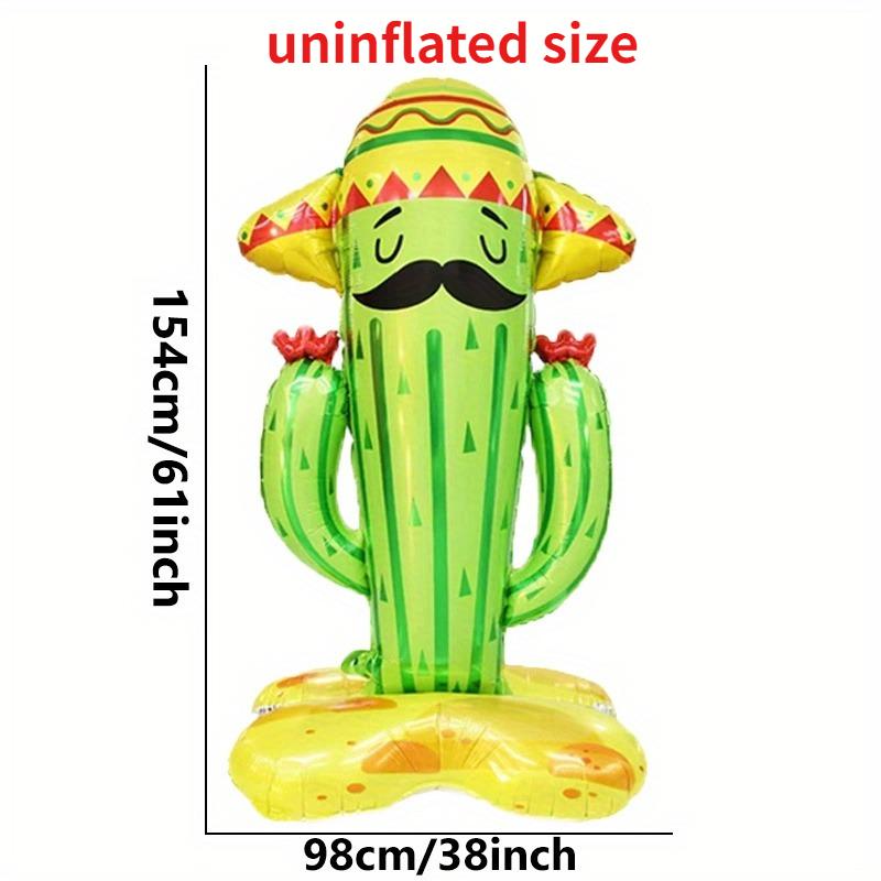 1Pcs 62inch Cactus Foil Balloons with Sombreros Vibrant Green Red Self-Sealing for Garden Beach Festive Party Decorations