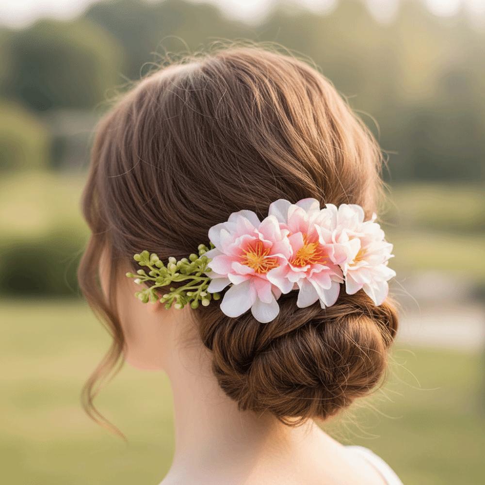 Multicolor Flower Hair Comb Cloth Thai Hair Comb Temperament Hair Accessories  performance clothing