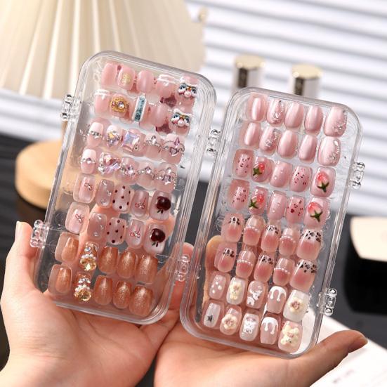 Clear Press on Nail Storage Box Folding Nail Art Storage Box Large Capacity Plastic Display Case for Press-On Nails & Tips