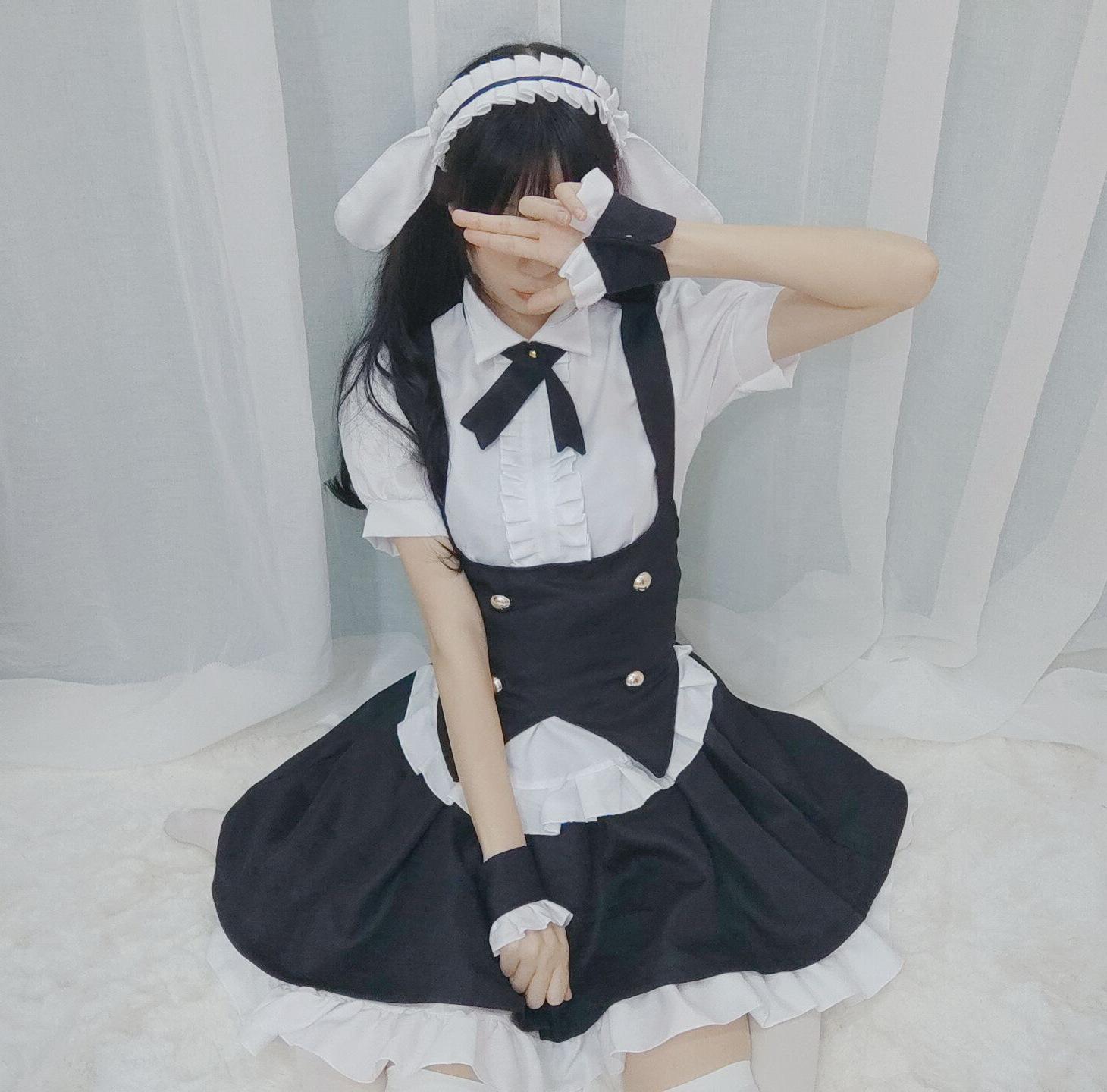 

Maid black and white, bunny ears dovetail dark dress, playful tutu L