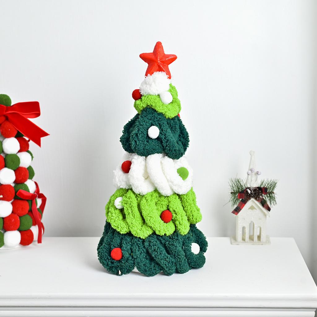 Red, Green And Christmas Colored Small Balls Handmade Bow Christmas Tree Ornaments Desktop Decoration