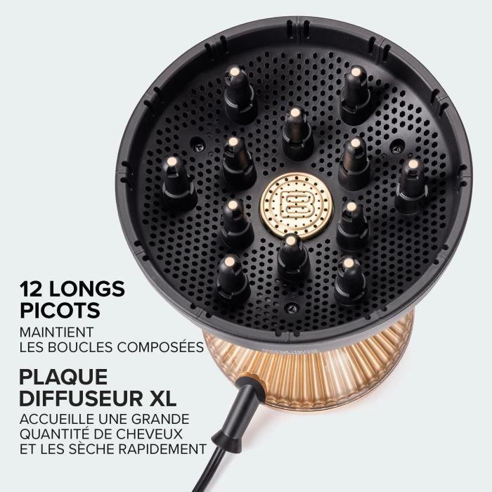 Bellissima DIFFON SUPREME CURL FLOW XL Hair Dryer BLACK-GOLD