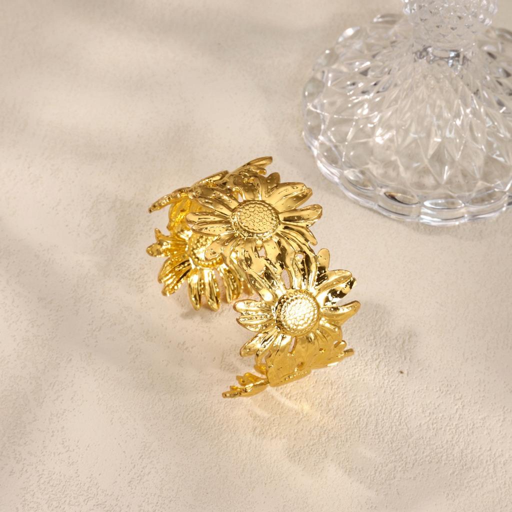 Retro exaggerated sunflower wide version open bracelet personality simple temperament punk jewelry