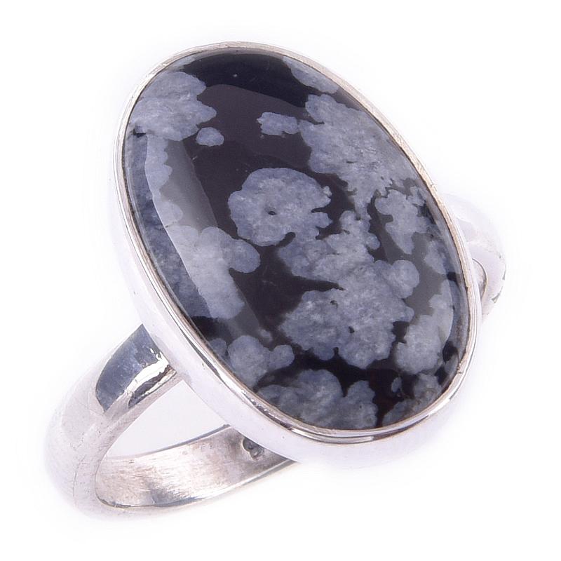 Natürlicher Schneeflocken-Obsidian Edelstein Handgefertigt 925 Sterlingsilber Ring Gr.7 o4w02