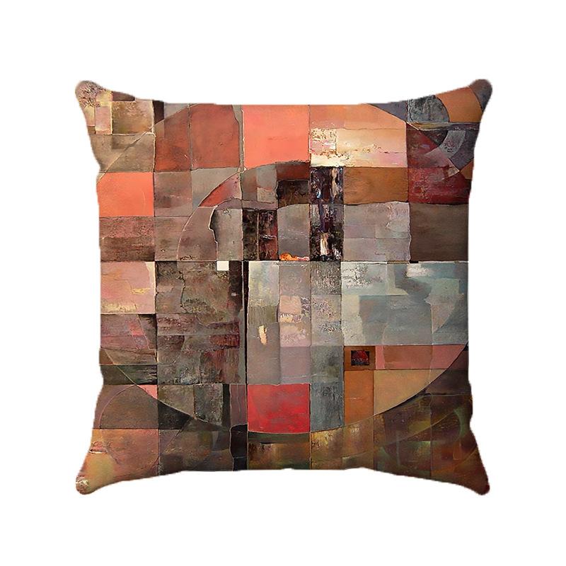 Creative Colorful Oil Painting Landscape Digital printing short plush pillow covers for car sofa office cushion cover home goods