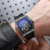 Skeleton Richard Barrel-shaped Quartz Watch Men's Silicone Watch Men's Business Calendar Sports Watch