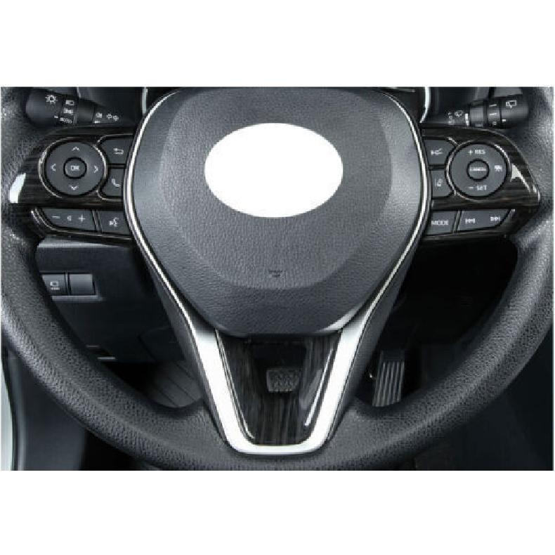 Cover Trim 3PCS Black Wood Grain Steering Wheel Frame For Toyota RAV4 -