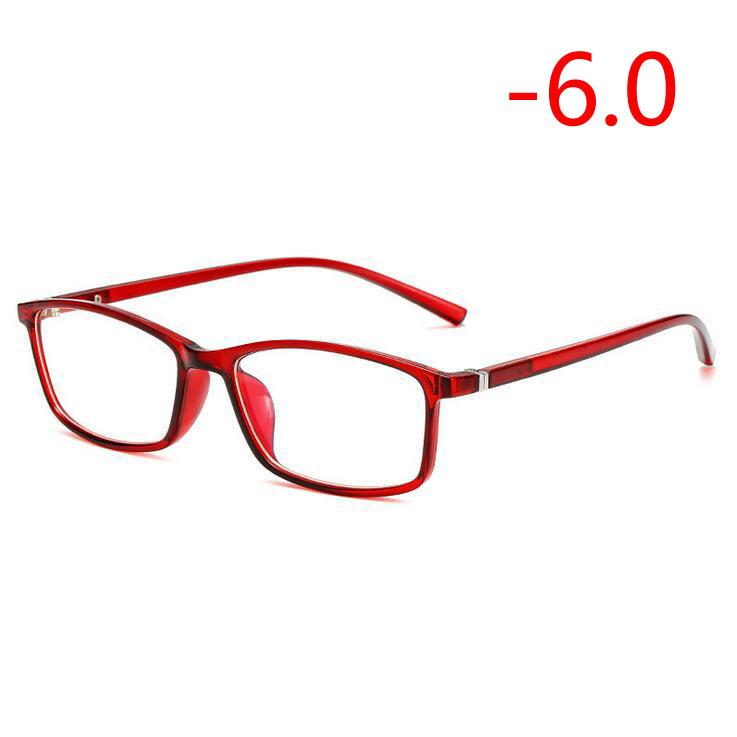 TR90 Square Myopia Glasses -1 0 To -6 0 Prescription Eyewear Unisex Blue Red Transparent Black Frame Lightweight Durable