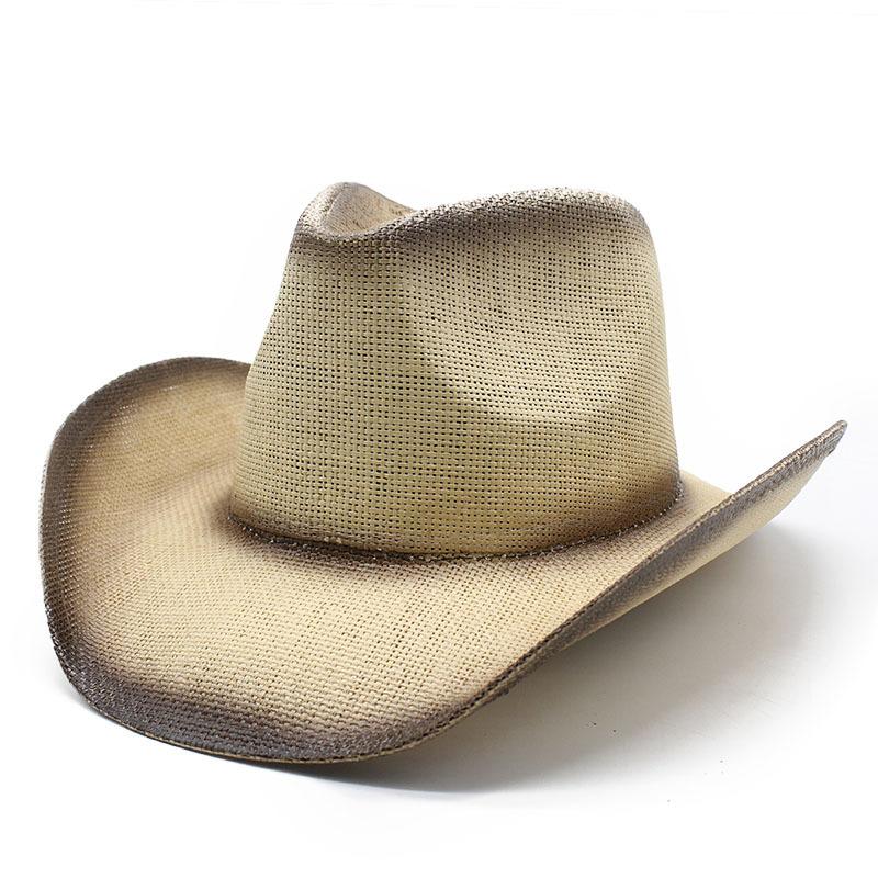 Hand Painted Straw Hat Summer Shade Straw Hat Rolled Brim Western Cowboy Hat Outdoor Beach Hat