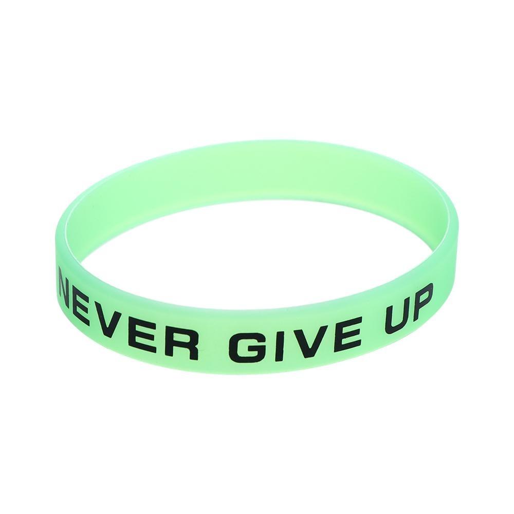 Wristband Never Give Up Bracelet Basketball Wristband Silicone Sweat Band Luminous Rubber Bracelets