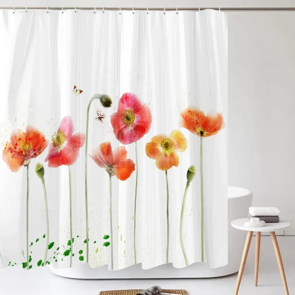 

Одуванчик Натуральные Цветы Шторки для душа Водонепроницаемая Занавеска для ванной Занавеска для ванны Высокое качество С крючками Шторка для душа W90XH180cm