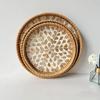 Round Rattan Tray Handmade Decorative Tray Storage Tray Woven Tray  Table Tray
