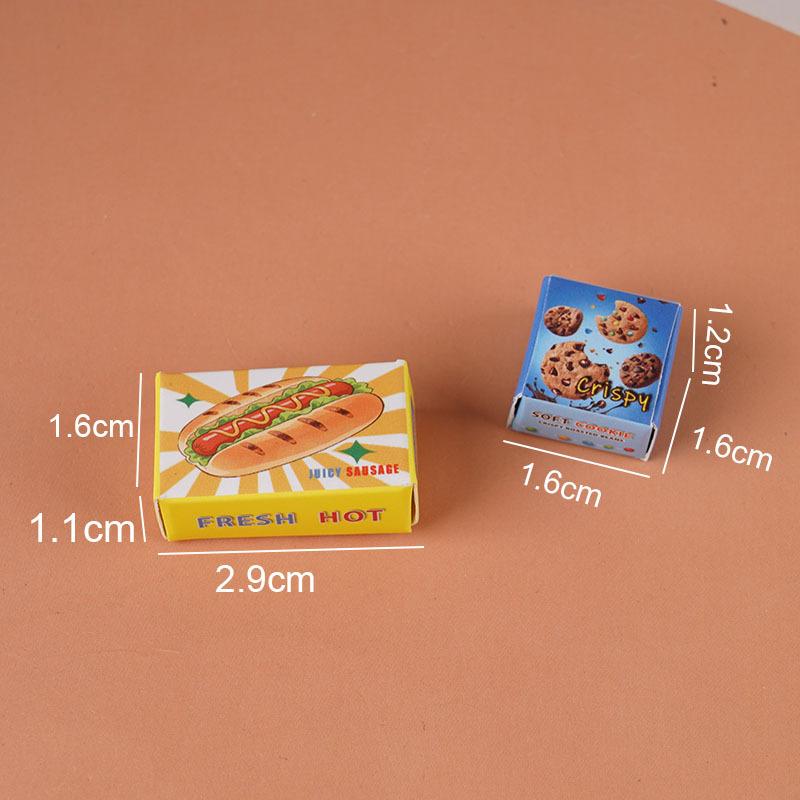 5 Sets Miniature Fast Food Packaging Boxes 1:12 Scale Dollhouse Dog Bread Cookie Boxes For Doll House Kitchen Scene Decor