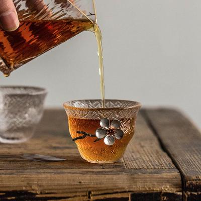 Japanischer Stil Glasdose Pflaumenblüte Wassertasse Blume Kung Fu Tee Trinkbecher Transparente Teetasse