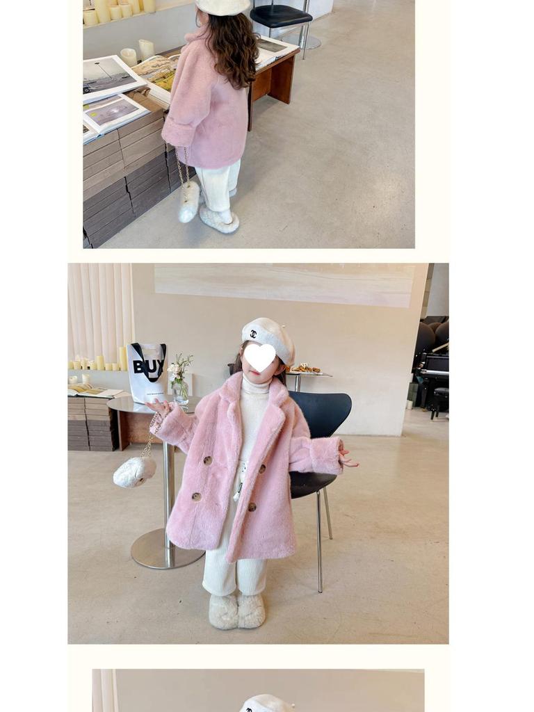 Girls' Faux Mink Fur Mid-Length Winter Coat