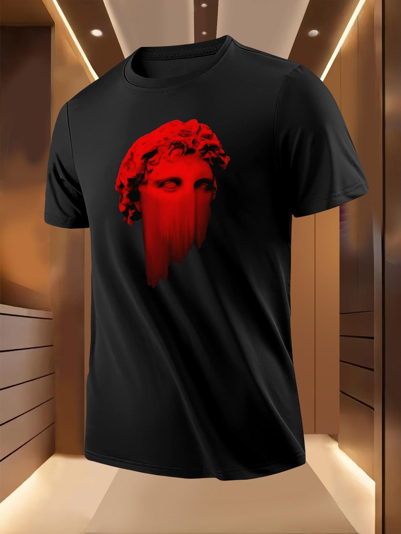Red Statue Art Print Tshirt - Breathable S