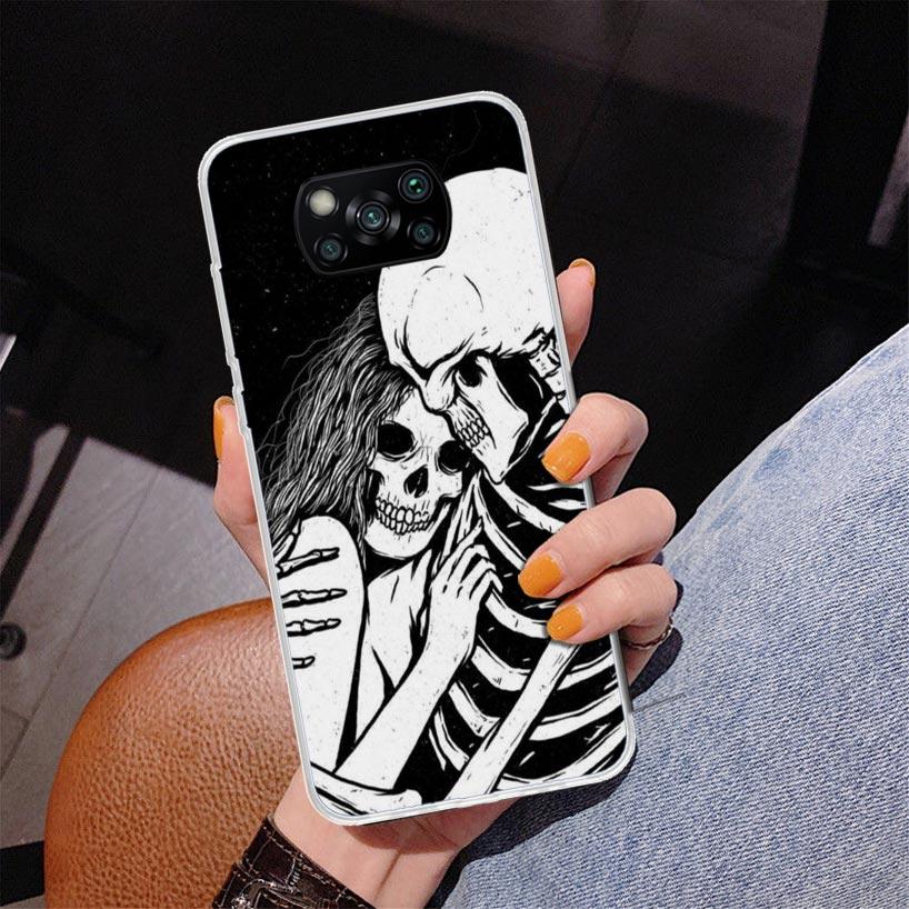 Spooky Skull Funny Dance Skeleton Phnoe Case for Xiaomi Poco X5 X6 X7 Pro X4 Gt F7 Ultra M8 M7 Redmi 15C 15 13C 13 12C 12 Unique