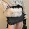 Y2K Leopard Furry Fur Belt Vintage Gothic Imitation Belts Sexy Hiphop Waistband Jeans Pants Decor Belt