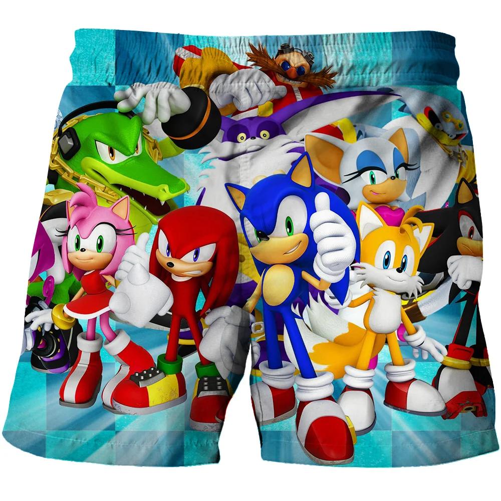 2025 Pantaloni de plajă MINISO pentru copii 4-14A Pantaloni scurți Sonic 2 Fete Băieți Pantaloni Harajuku Pentru Copii Imprimeu Desene Animate 3D Pantaloni Kdis