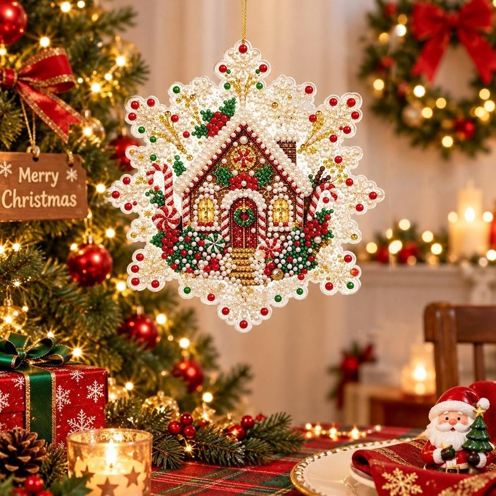 Christmas DIY Hanging Pendant Pearl Rhinestones Wall Ornaments Creative Xmas Tree Charm For Adults
