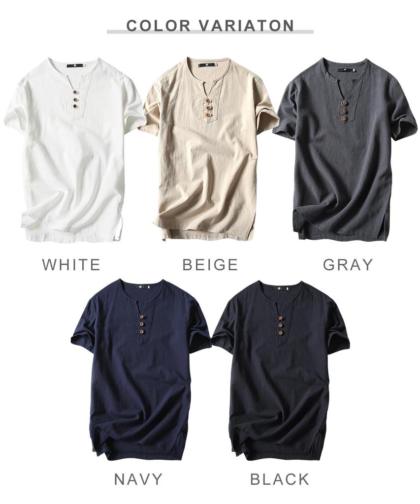Short Sleeve Summer and and Dry for Available In Large Perfect for Outdoor and Solid Henley Korean Crew Relaxed Slim J.STORE Men's Linen-Like T-Shirt,