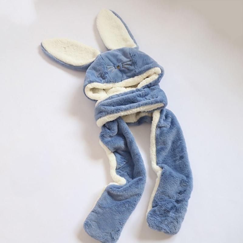 3in1 Winter Hat Glove Scarf Set Warmer Soft Plush Cartoon Rabbit Hat for Student