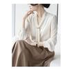 Spring and Autumn New Style French Gentle Commuting Retro Niche Streamer Long-sleeved Shirt for Women