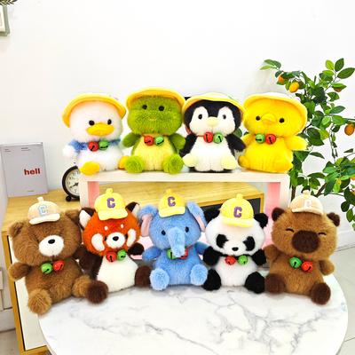 Cute Table with Animals Plush Toys Bell Doll Penguin Red Panda Elephant Doll Grab Machine Doll