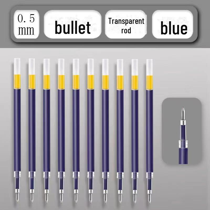 

Шариковая ручка с черным гелевым стержнем 0,5 мм, большой емкости для встреч и экзаменов 0.5mm Bullet (Spring Head) синий