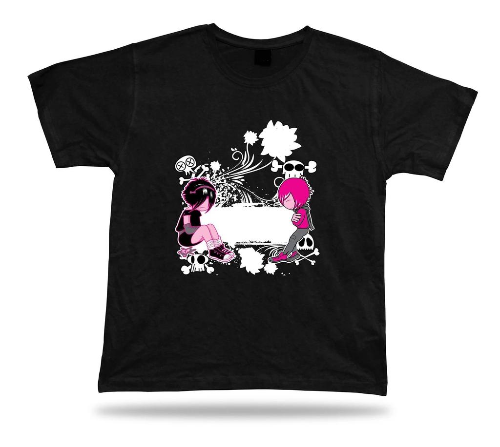 Emo Punk Kids Skeleton Skull Symbolism Cool Modern Stylish T Shirt Tee Design
