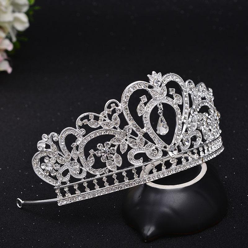 Couronne Baroque Alliage Strass Bijoux Mariage Couronne Dorée Cœur Tiare de Mariée