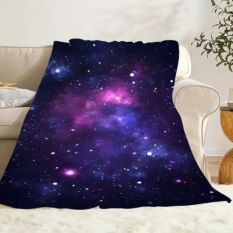 Charming Galaxy Print Flannel Blanket for Camping, Traveling and Home Decoration - Holiday Gift, Halloween Christmas