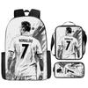 Zaino Stampato Stella del Calcio Zaino Scolastico per Bambini in Tre Pezzi Zaino Cartone Animato per Studente di Scuola Elementare