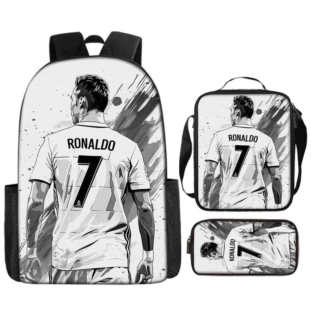Zaino Stampato Stella del Calcio Zaino Scolastico per Bambini in Tre Pezzi Zaino Cartone Animato per Studente di Scuola Elementare