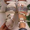 Plus Size Summer New Sequin Fashion One-Line Buckle Platform Sandals Versatile and Comfortable Women's Sandals