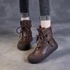 Handmade Vintage Mid-calf Boots Genuine Leather Women's Thick Soled Casual Versatile Short Boots
